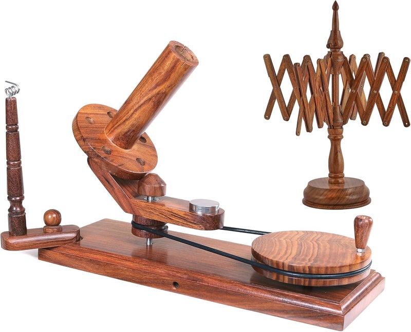 Brainmart Large Handcrafted Wooden Yarn Winder & Swift – Rosewood Brown Ball Winder for Crocheting, Knitting, Weaving – Heavy-Duty Yarn Winder for 8-12 oz Skeins - Image 1